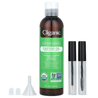 Cliganic, Aceite de ricino orgánico, 100 % puro y natural, 240 ml (8 oz. líq.)