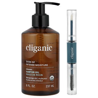 Cliganic, Dose of Intense Moisture™, Organic Castor Oil Lash & Brow Set, 8 fl oz (237 ml)