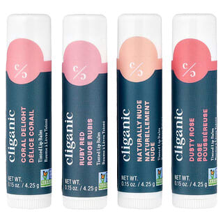 Cliganic, Set balzama za usne u boji, lagana nijansa, pakiranje od 4, 4,25 g svaki