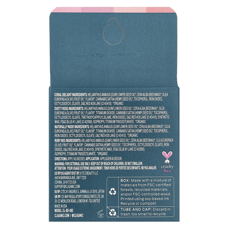 Tinted Lip Balm Set, Hint of Tint, 4 Pack, 0.15 oz (4.25 g) Each