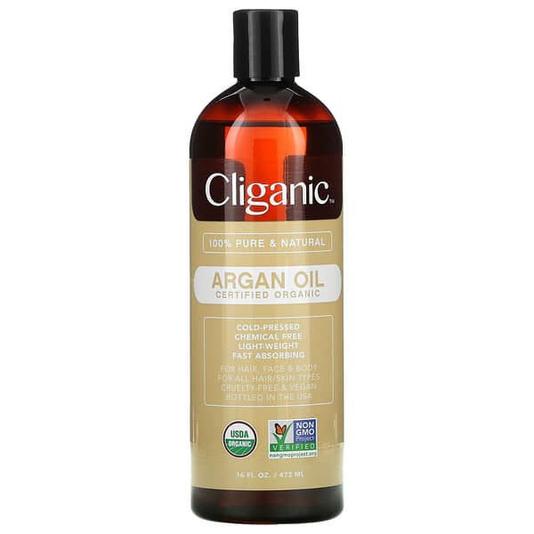 Cliganic, オーガニックアルガンオイル、473ml（16液量オンス）