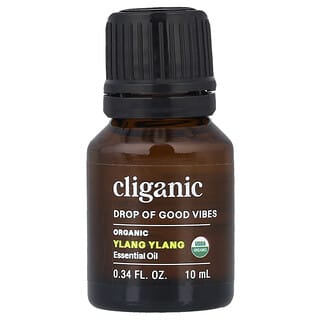Cliganic, Drop of Good Vibes™, 100% Pure Organic Essential Oil, Ylang Ylang, 0.34 fl oz (10 ml)
