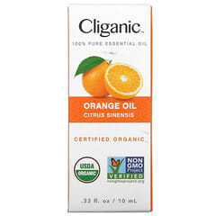 Cliganic, 100％ピュアエッセンシャルオイル、オレンジ、10ml（0.33液量オンス）