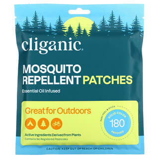 Cliganic, Adesivos Repelentes de Mosquitos, Infusão de Óleo Essencial, 180 Adesivos