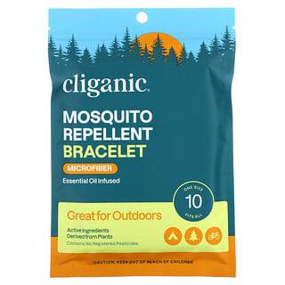 Cliganic, Pulsera repelente de mosquitos, Con aceite esencial, Talla única, 10 pulseras, 0,11 oz cada una