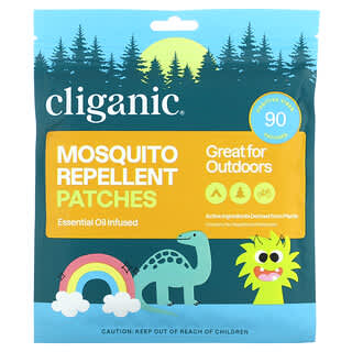 Cliganic, Repelente de mosquitos, Parches con efecto positivo, Aceite esencial infundido, 90 parches