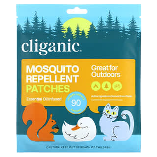 Cliganic, Parches para animales repelentes de mosquitos, Aceite esencial infundido, 90 parches