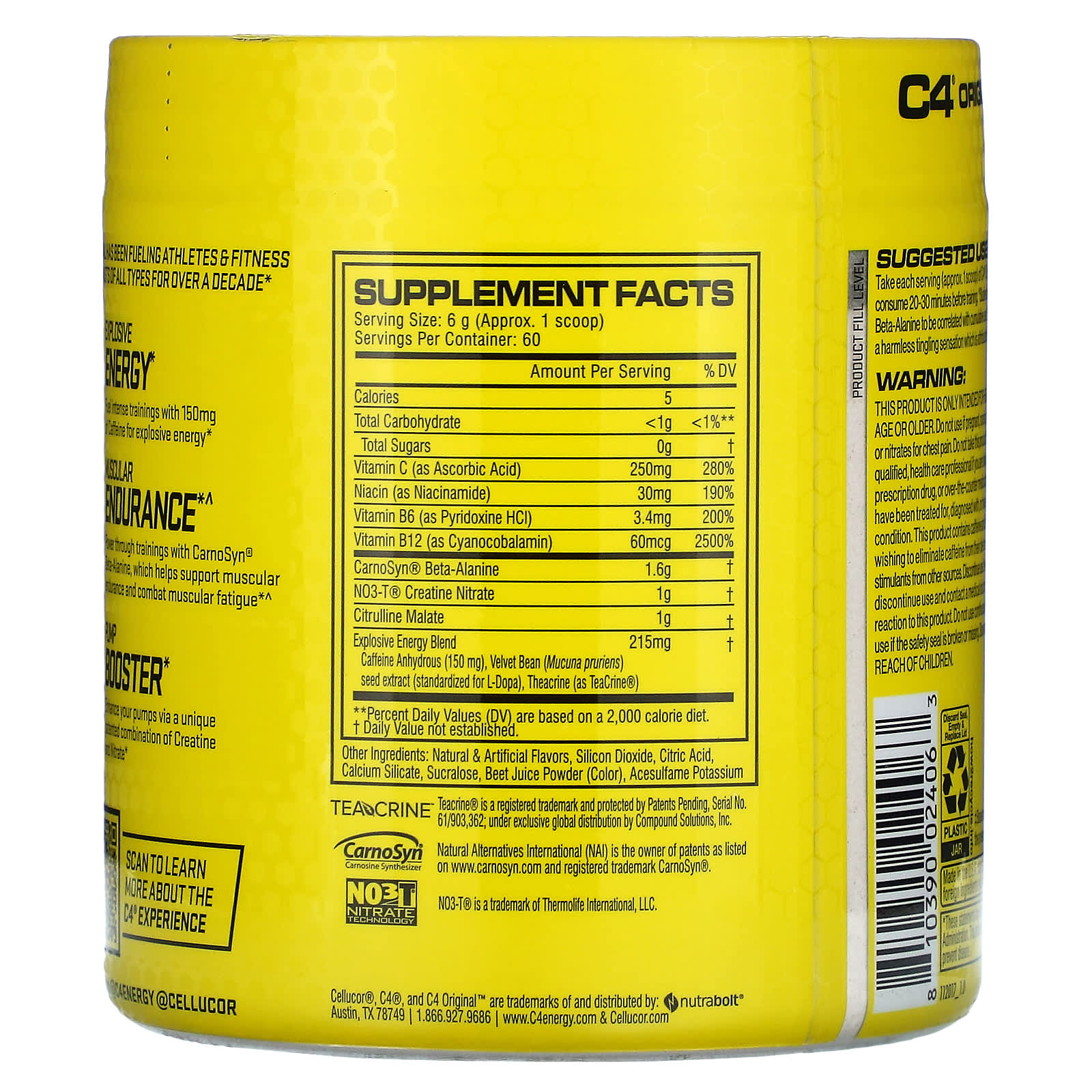 Cellucor, C4 Original, PreWorkout, Pink Lemonade, 12.7 oz (360 g)