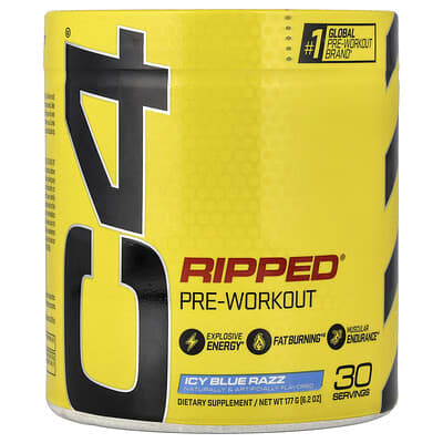 C4 / Cellucor, C4 Ripped®, Pre-Workout Formula, Blueberry Bubblegum Flavor, 6.2 oz (177 g)