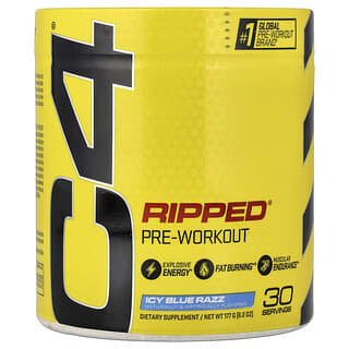 C4 / Cellucor, C4 Ripped, Explosive Pre-Workout, ледяная голубая роза, 180 г (6,3 унции)