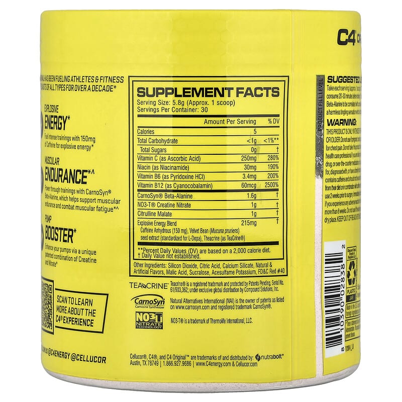 C4® Original, Pré-Treino, Limonada Siciliana de Cereja, 174 g (6,1 oz)