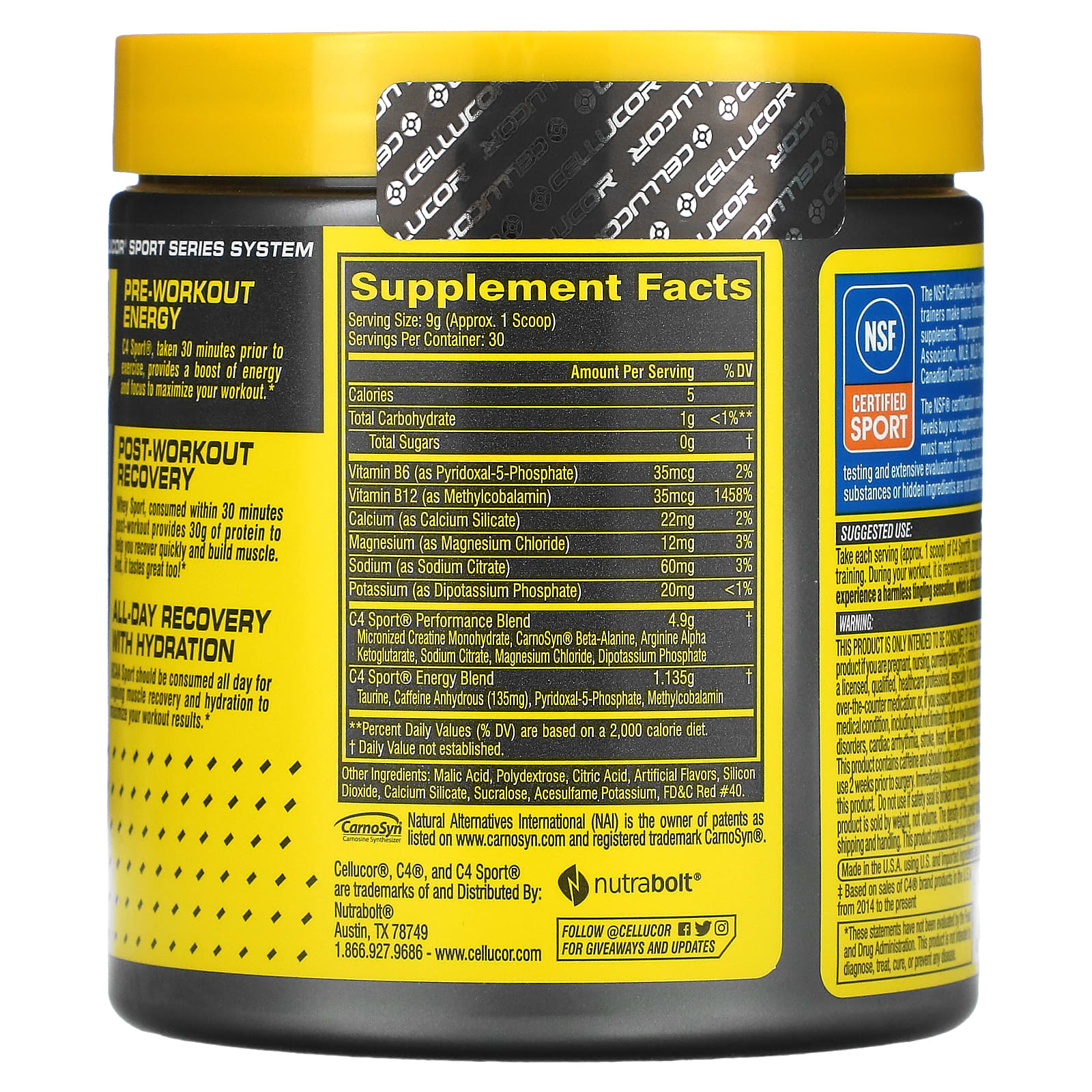 Cellucor, C4 Sport, PreWorkout, Watermelon, 9.5 oz (270 g)