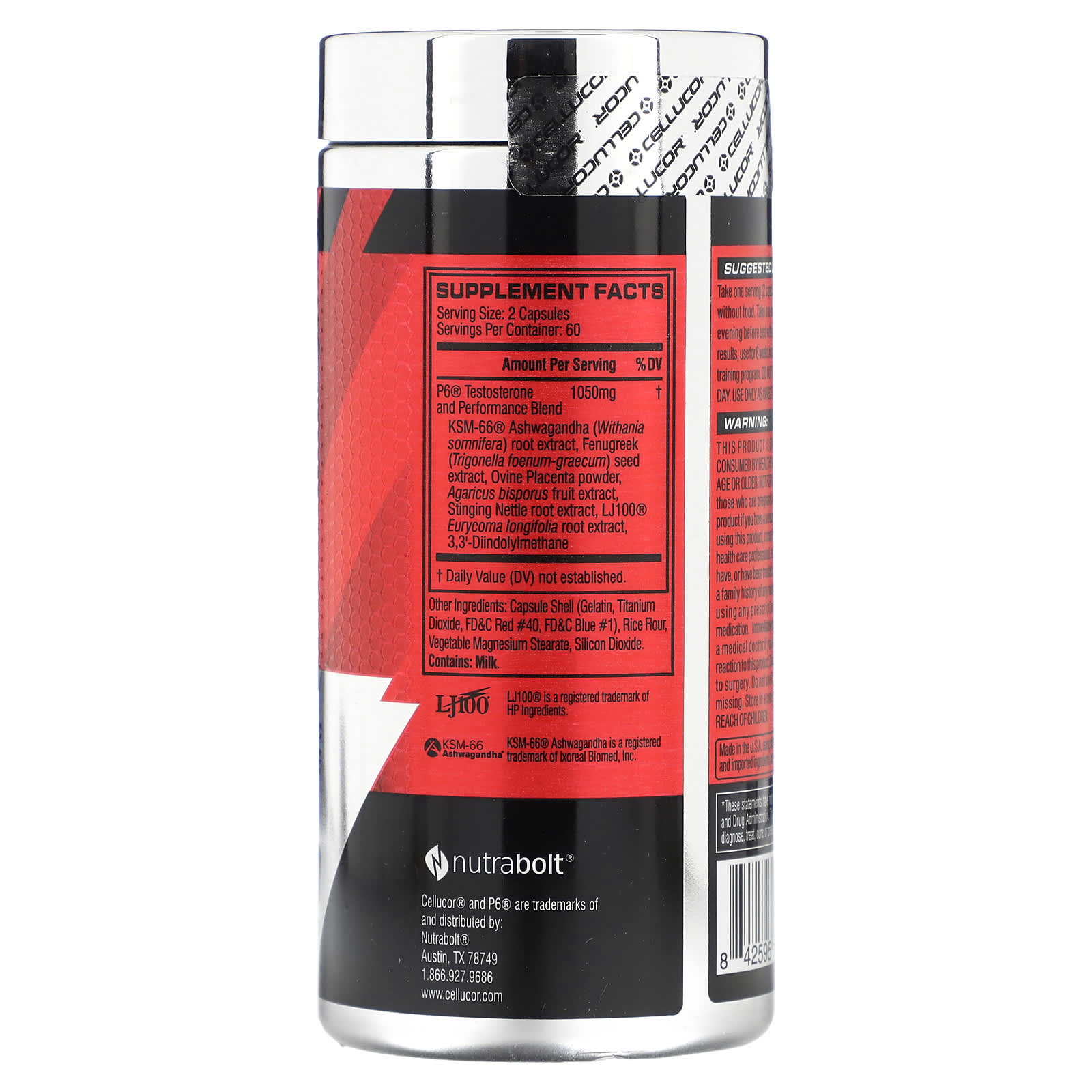 Cellucor, P6 Original, Advanced Anabolic Testosterone Booster, 120 Capsules