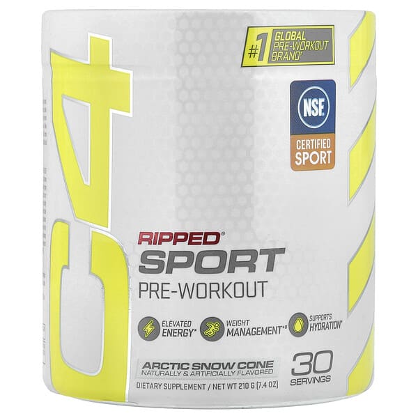 C4 Ripped® Sport, Pre-Workout, Arctic Snow Cone, 7.4 oz (210 g)