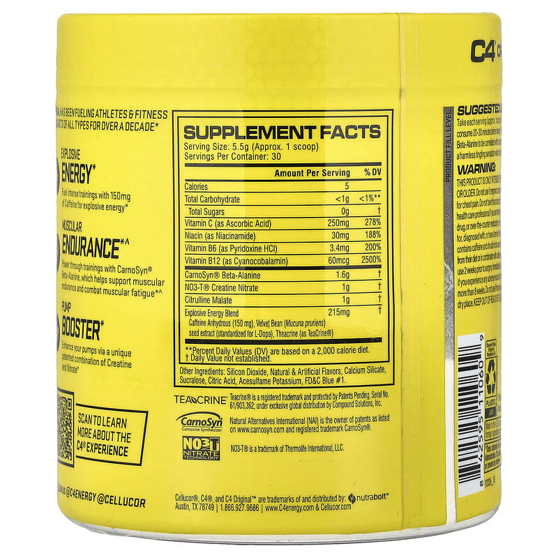 C4® Original, Suplemento alimentario preentrenamiento, Helado, 165