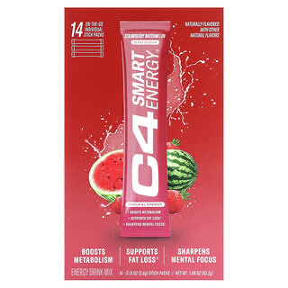 Cellucor, C4 스마트 에너지 드링크 믹스, 딸기 수박 맛, 14개입, 개당 3.8g(0.13oz)
