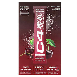 Cellucor, C4 Smart Energy, Mistura para Bebida, Cereja-negra, 14 Embalagens Stick-pack, 4,1 g (0,14 oz) Cada