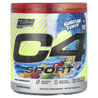 C4 / Cellucor, C4 Sport, Pre-Workout, Hawaiian Punch® Fruit Juicy Red®, 8.9 oz (252 g)