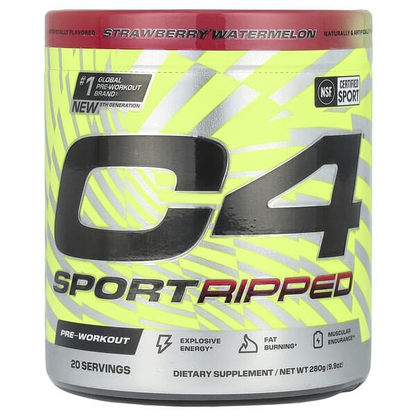 C4® Sport Ripped, Pre-Workout, Strawberry Watermelon, 9.9 oz (280 g)