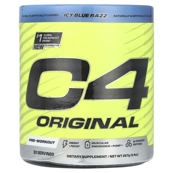 C4 / Cellucor, C4 Original，鍛鍊前配方，冰藍拉茲味，267 盎司（9.4 盎司）