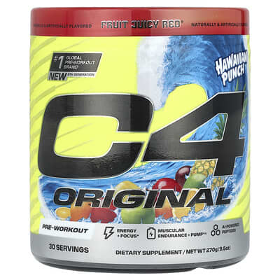 C4 / Cellucor, C4 Original, Pre-Workout, Hawaiian Punch®, Fruit Juicy Red®, 9.5 oz (270 g)
