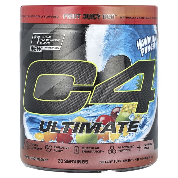 C4 / Cellucor, C4®アルティメット、プレワークアウト、Hawaiian Punch®(ハワイアンパンチ)フルーツジューシーレッド®、406g(14.3オンス)