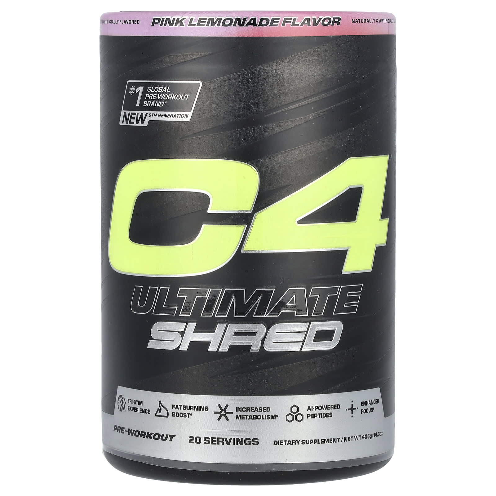 C4® Ultimate Shred、プレワークアウト、ピンクレモネード、406g