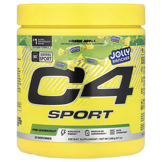 C4 / Cellucor, C4® Sport, Suplemento preentrenamiento, Jolly Rancher Manzana verde, 248 g (8,7 oz)