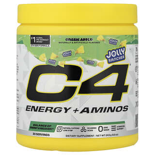 C4 / Cellucor, C4® Energy más aminoácidos, Jolly Rancher, Manzana verde, 243 g (8,6 oz)