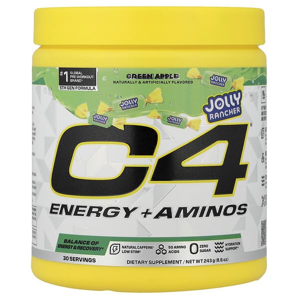 C4 / Cellucor, C4® 에너지 + 아미노산, 졸리 랜처 그린 애플, 243g(8.6oz)