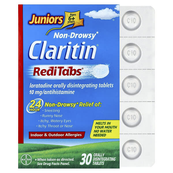 Claritin, Ikke-sløvende, RediTabs® til juniorer, fra 6 år, 30 oralt opløselige tabletter