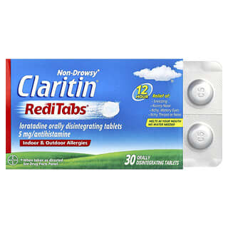 Claritin, RediTabs que no provocan somnolencia, Alergias en interiores y exteriores, 5 mg, 30 comprimidos que se desintegran por vía oral