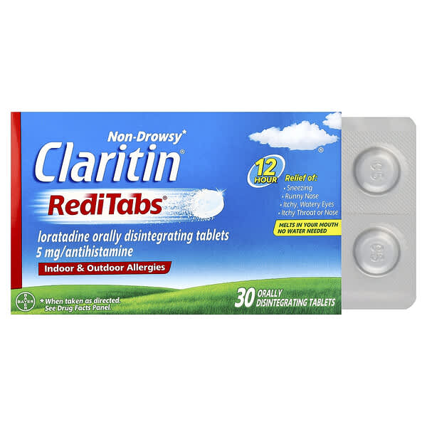 Claritin, RediTabs®, 실내 및 야외 알레르기 증상, 5mg, 구강 붕해 30정
