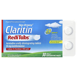 Claritin, No causa somnolencia, RediTabs, 10 mg, 30 comprimidos que se desintegran por vía oral