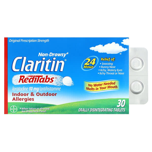 Claritin, RediTabs แบบไม่ง่วงนอน ขนาด 10 มก. บรรจุเม็ดสลายตัวทางปาก 30 เม็ด