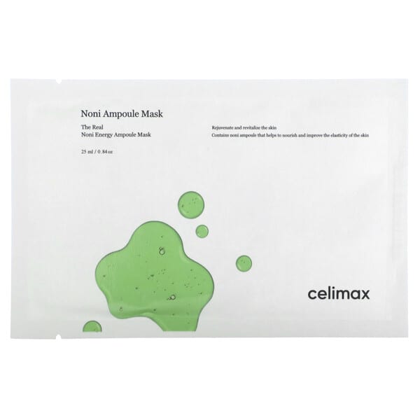 Celimax, 諾麗果安瓿美容面膜，5 片，0.84 盎司（25 毫升）