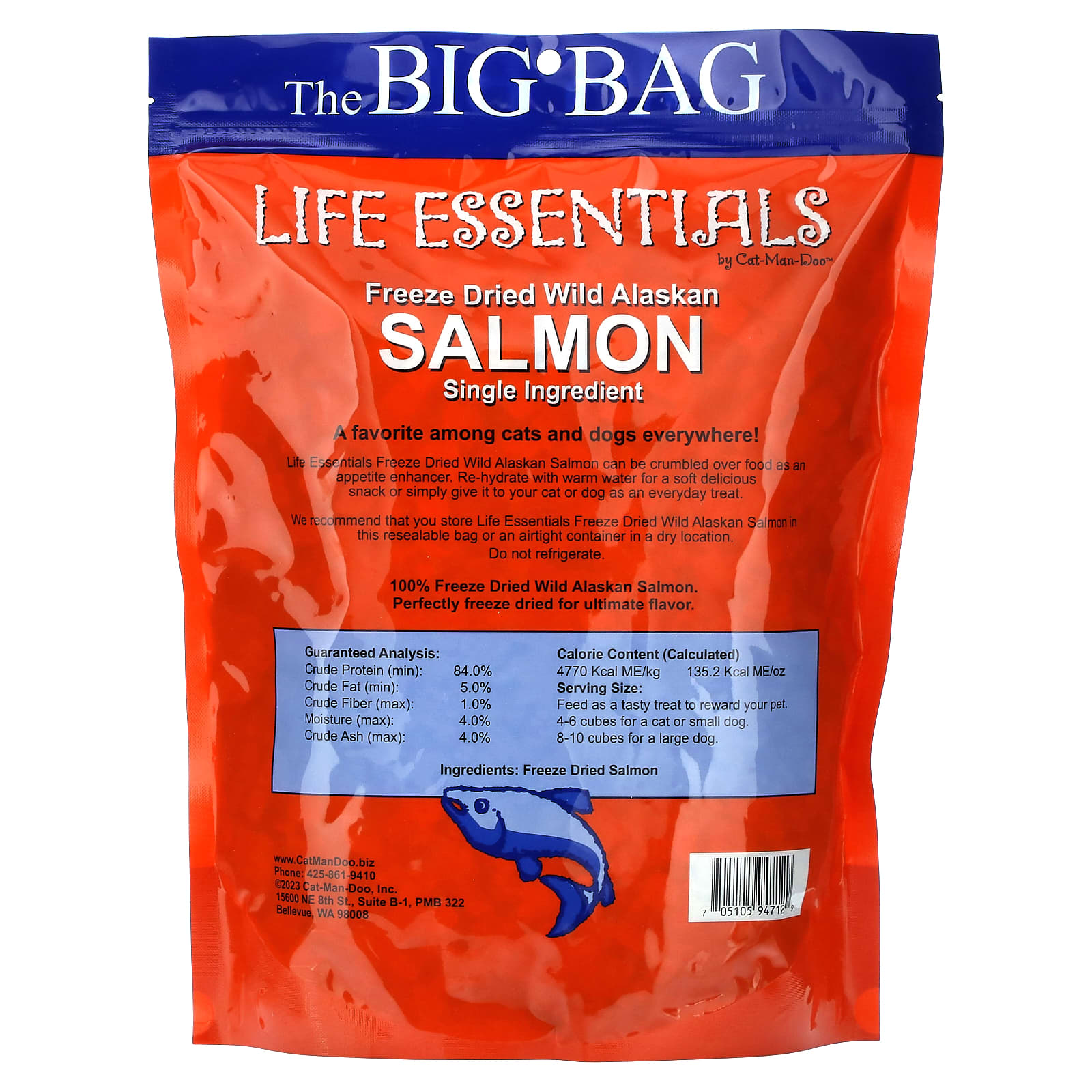 CatManDoo, Life Essentials, Freeze Dried Wild Alaskan, Salmon, 16 oz (453 g)