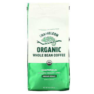 Chameleon Organic Coffee, Café orgánico en grano entero, Guatemala, Tostado medio, 255 g (9 oz)