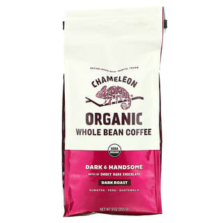 Chameleon Organic Coffee, 유기농 홀빈 커피, 다크 & 핸섬, 다크 로스트, 255g(9oz)