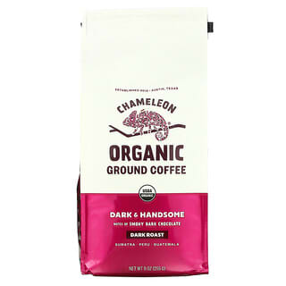 Chameleon Organic Coffee, Органический молотый кофе, темная обжарка, темный и красивый, 255 г (9 унций)