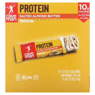 Caveman Foods, Protein Bar, Salted Almond Butter, 12 Bars, 1.52 oz (43 g) Each