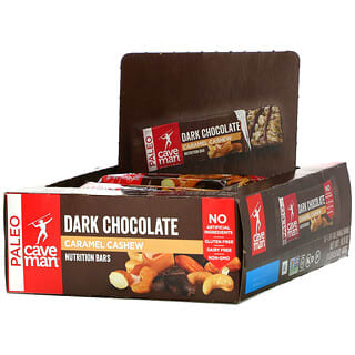 Caveman Foods, Barras Nutricionais, Chocolate Amargo e Caramelo de Castanha de Caju, 12 Barras, 40 g (1,41 oz) Cada