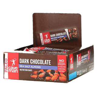 Caveman Foods, Barritas nutricionales, Almendras y sal marina con chocolate negro, 12 barritas, 40 g (1,41 oz) cada una