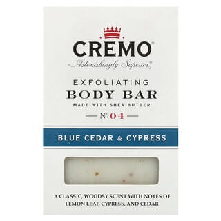 Cremo, Exfoliating Body Bar, No. 4, Blue Cedar & Cypress, 6 oz (170 g)