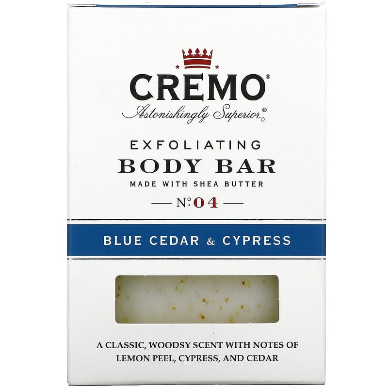 Cremo Exfoliating Body Bar With Shea Butter - Blue Cedar & Cypress, 6 ounce  : Beauty & Personal Care 