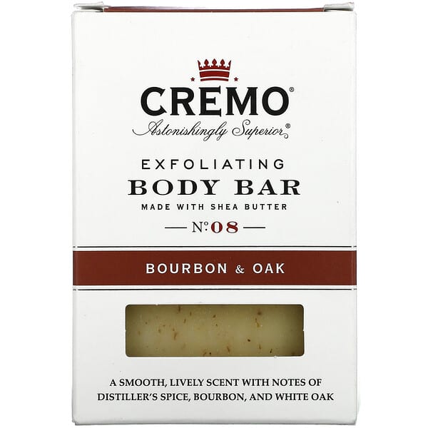 Cremo, Exfoliating Body Bar, No. 08, Bourbon & Oak, 6 oz (170 g)
