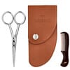Beard Shears with Mini Comb & Case, 3 Piece Kit