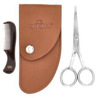 Cremo, Premium Quality Beard Shears with Mini Comb & Case, 3 Piece Kit