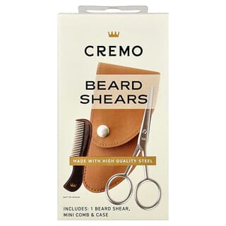 Cremo, Beard Shears with Mini Comb & Case, 3 Piece Kit