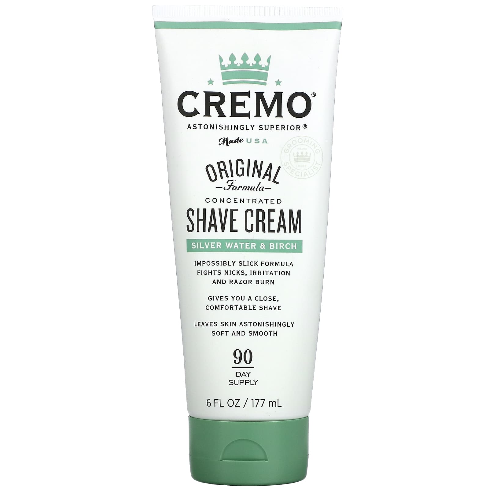 Cremo, Original Formula Concentrated Shave Cream, Silver Water & Birch